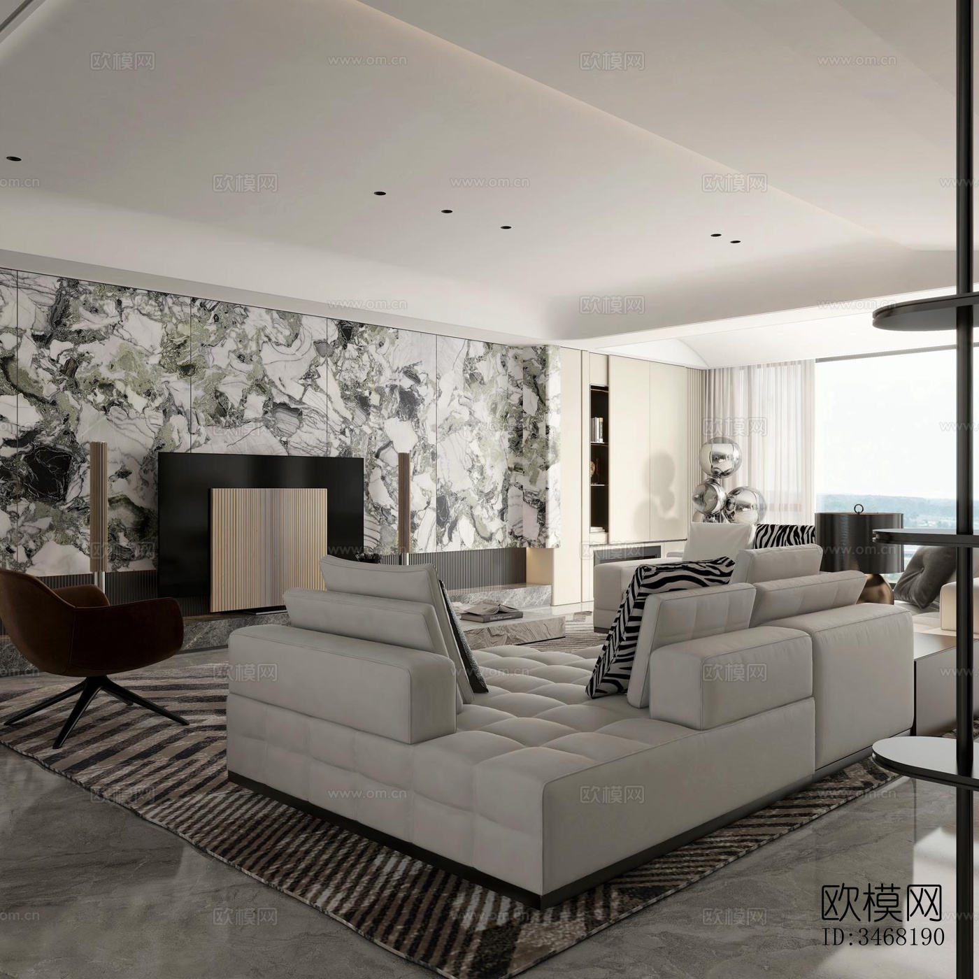 现代大平层效果图下载（渲染图16）