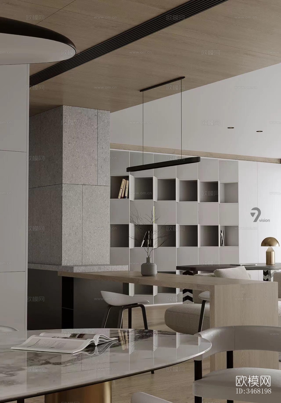 现代大平层效果图下载（渲染图8）