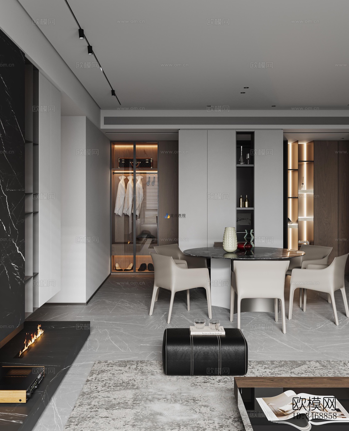 现代平层效果图下载（渲染图8）