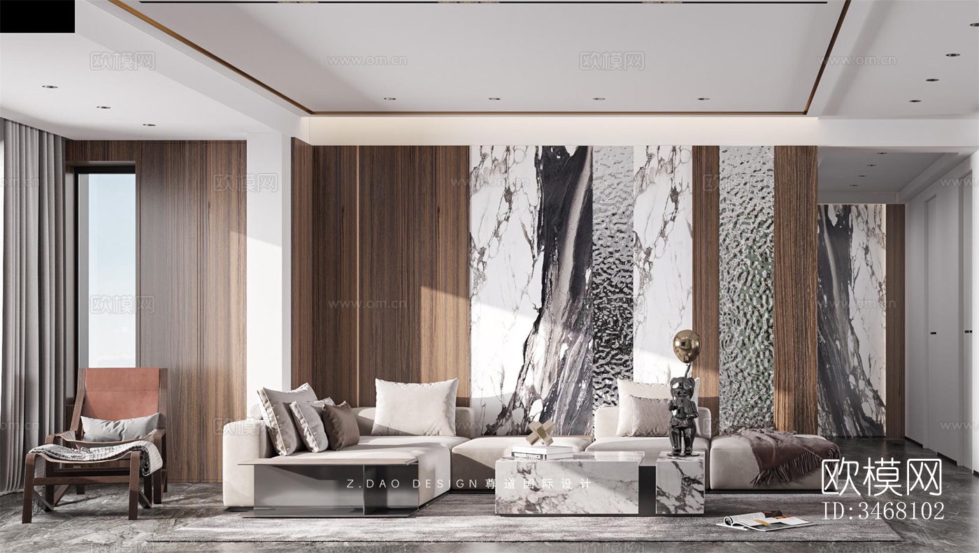 现代大平层效果图下载（渲染图5）