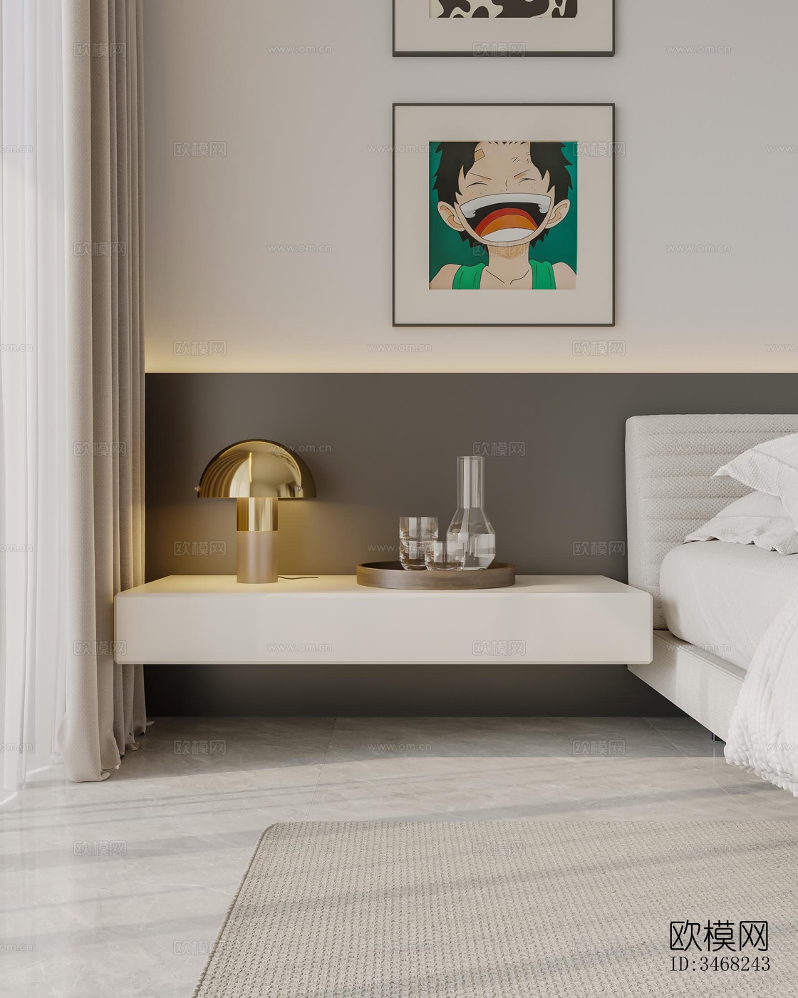 现代大平层效果图下载（渲染图9）