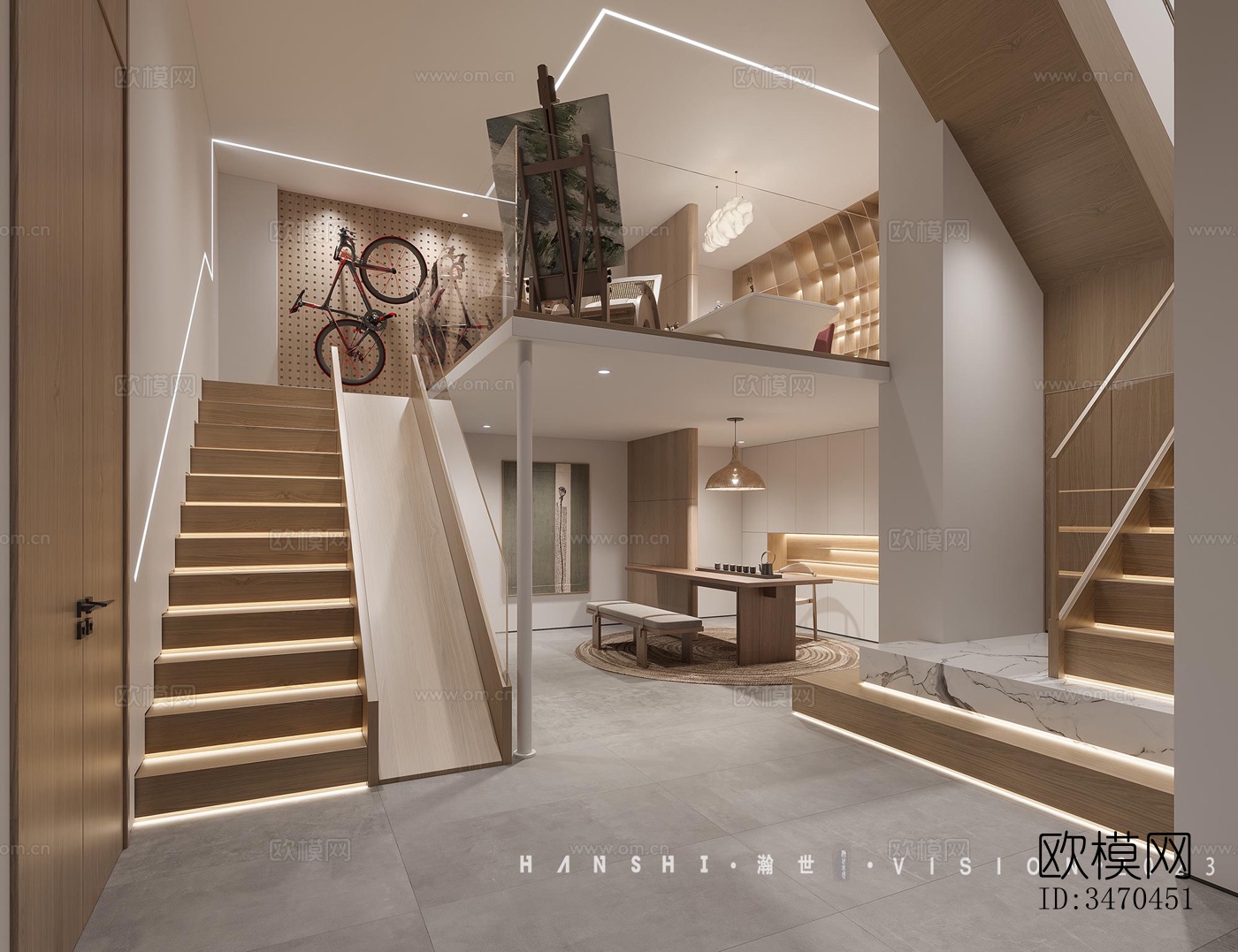 现代平层效果图下载（渲染图3）