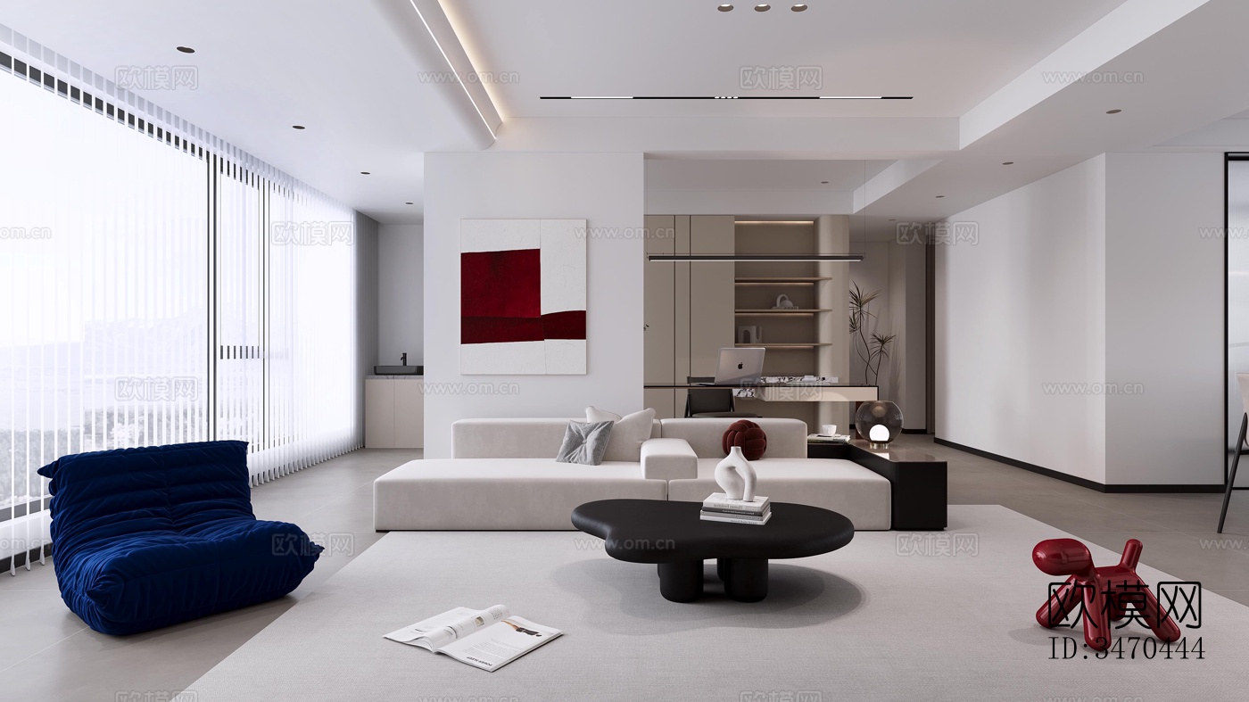 现代平层效果图下载（渲染图2）