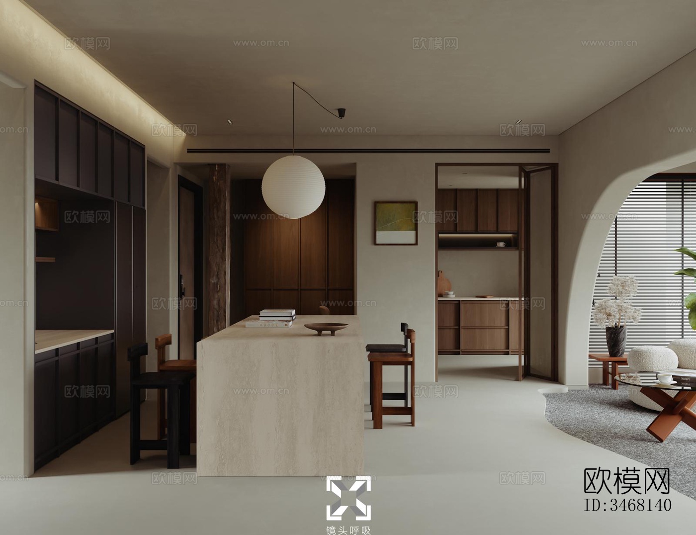 现代大平层效果图下载（渲染图6）