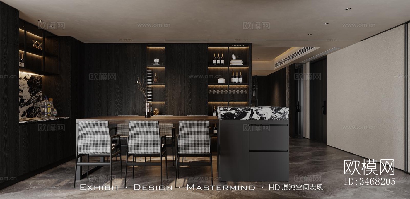 现代大平层效果图下载（渲染图5）