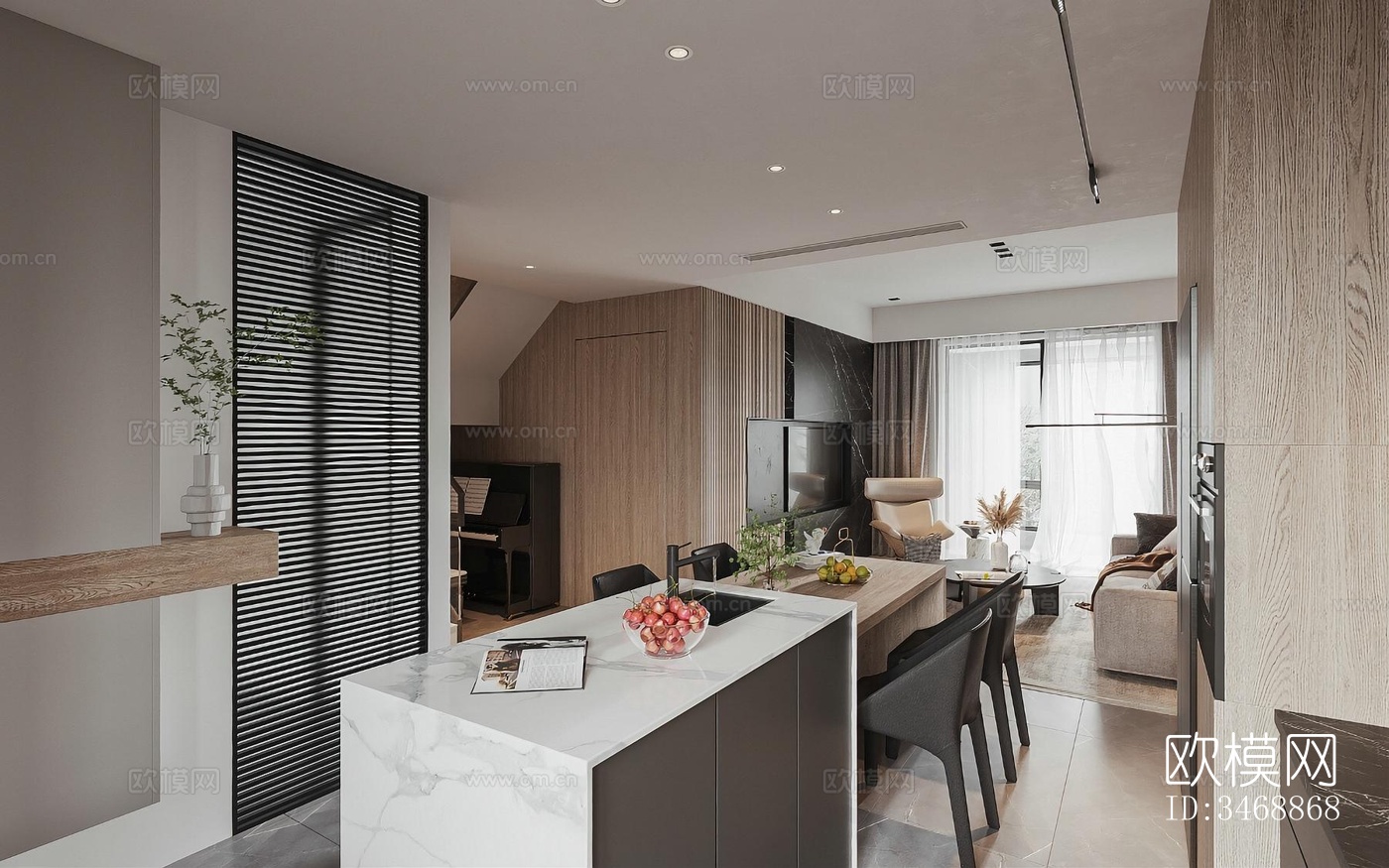 现代平层效果图下载（渲染图2）