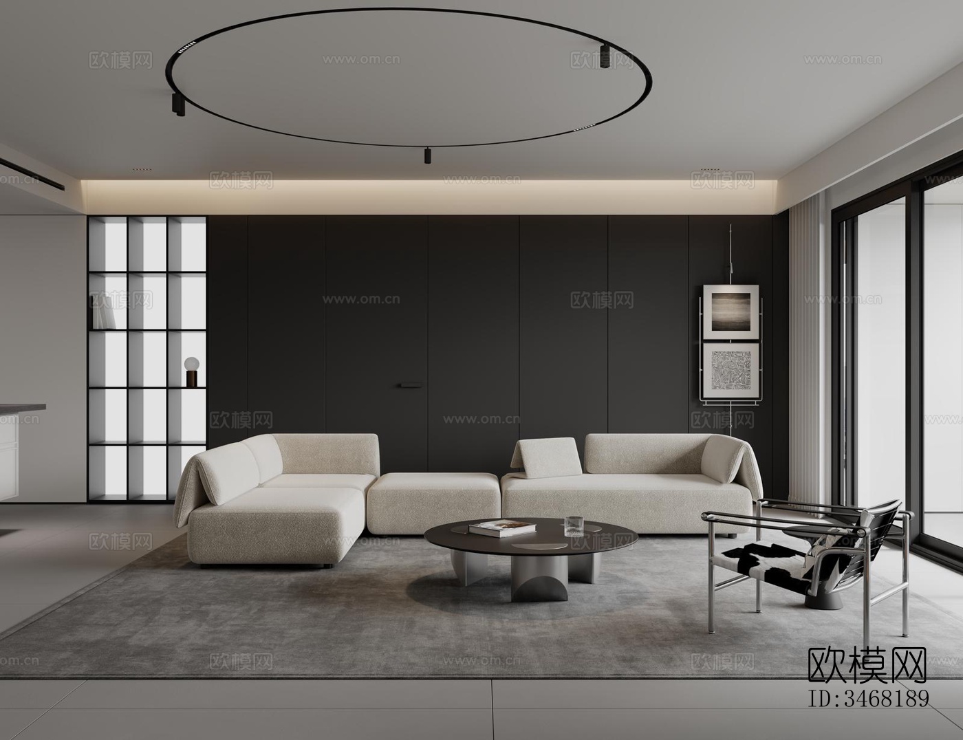 现代大平层效果图下载（渲染图9）