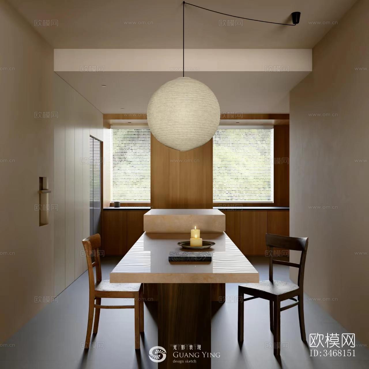 现代大平层效果图下载（渲染图3）