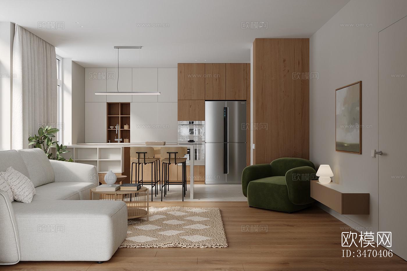 现代平层效果图下载（渲染图9）