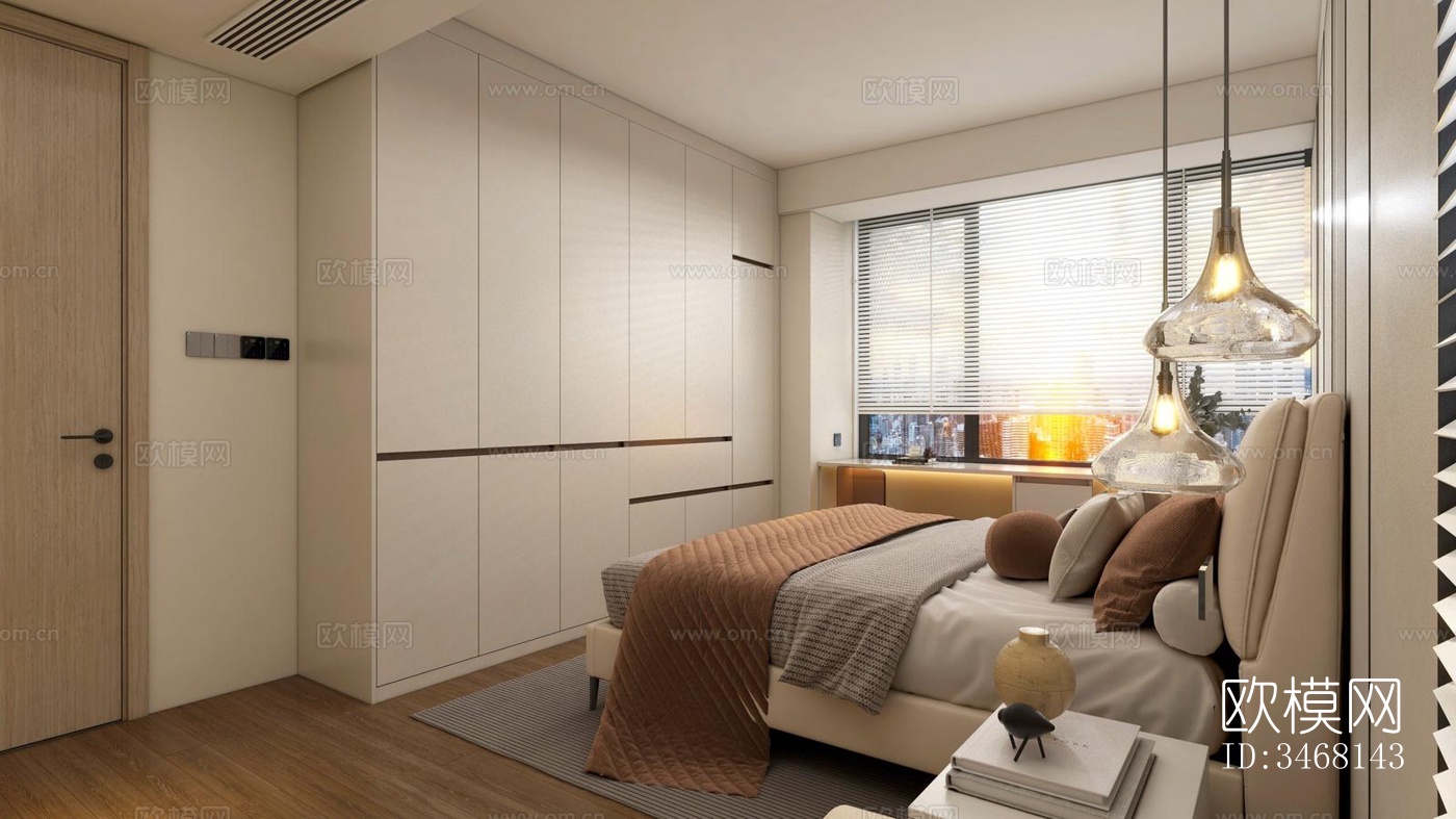 现代大平层效果图下载（渲染图9）