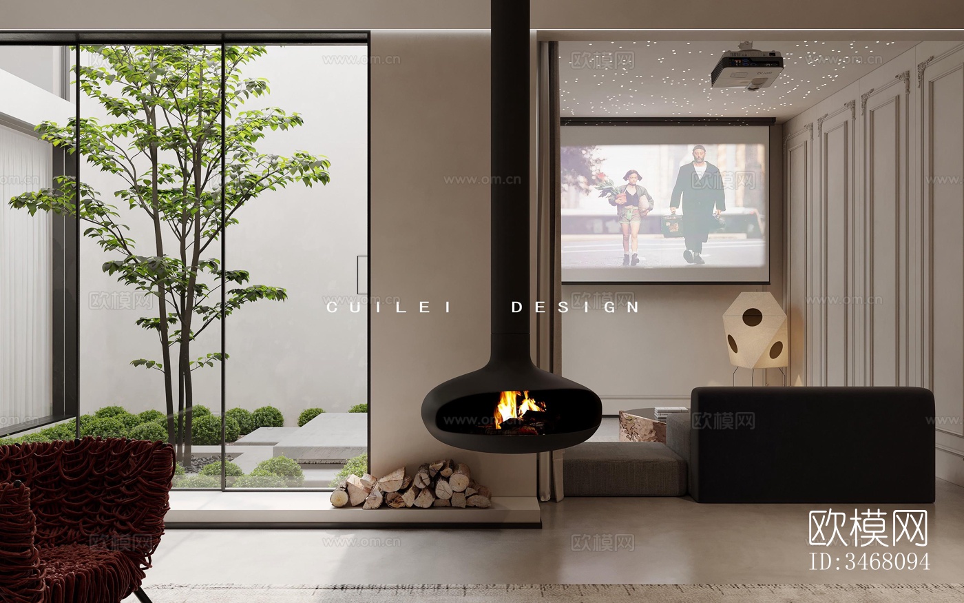 现代大平层效果图下载（渲染图11）