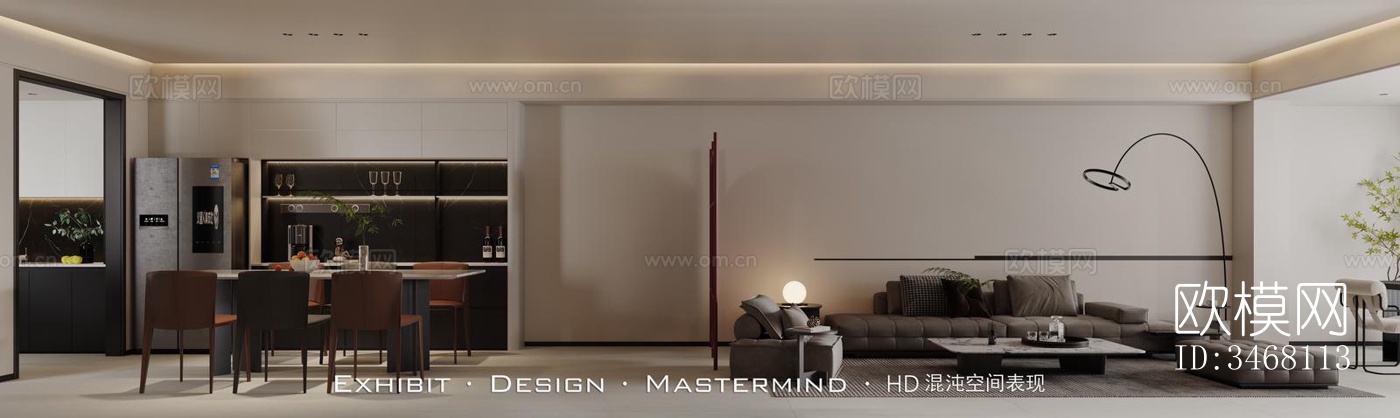 现代大平层效果图下载（渲染图5）