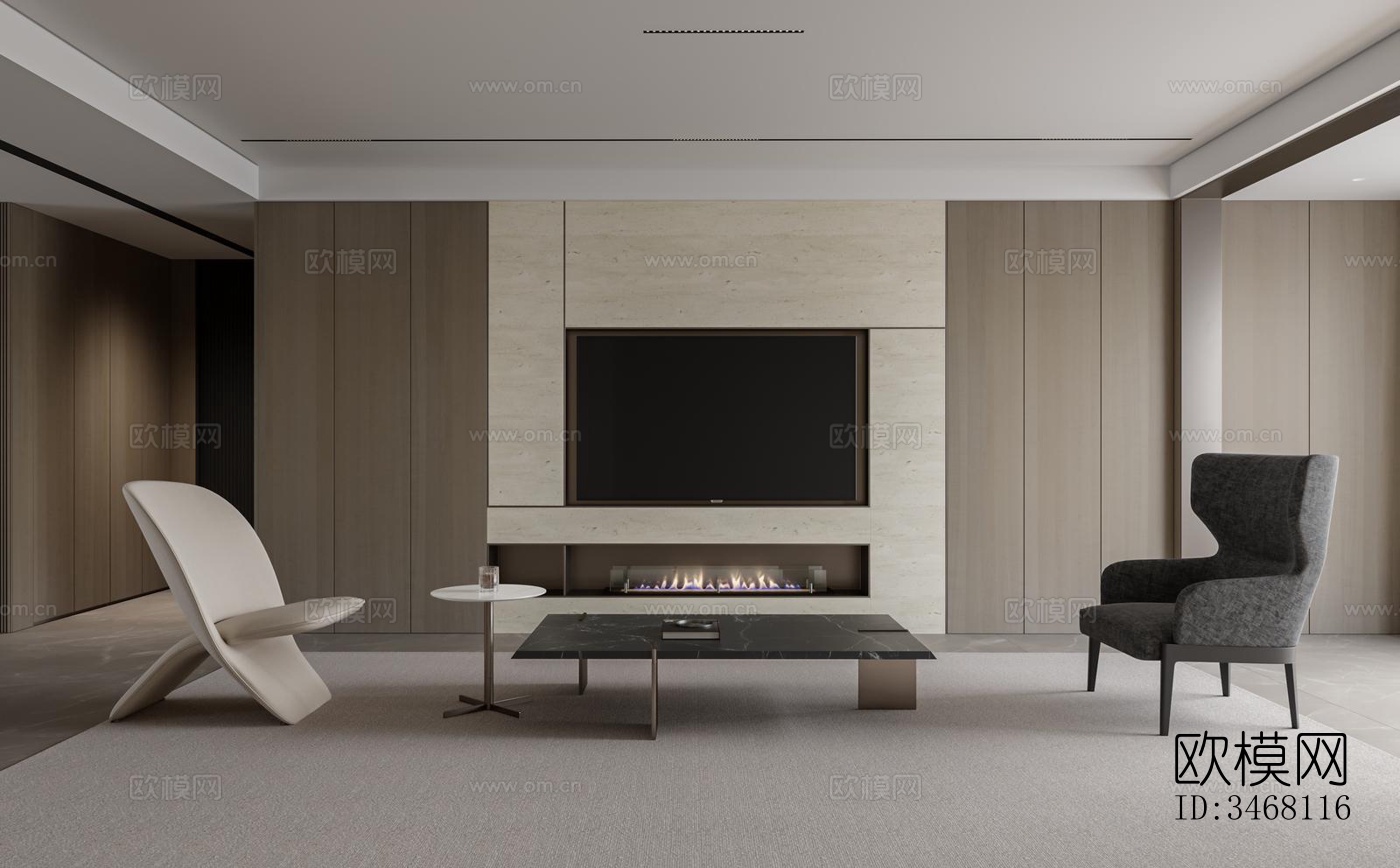 现代大平层效果图下载（渲染图2）