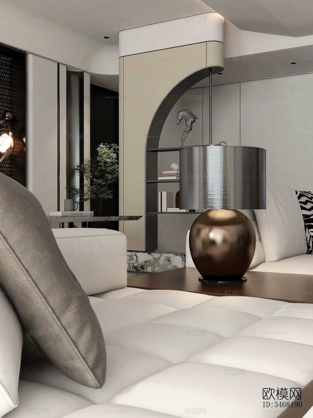 现代大平层效果图下载（渲染图4）