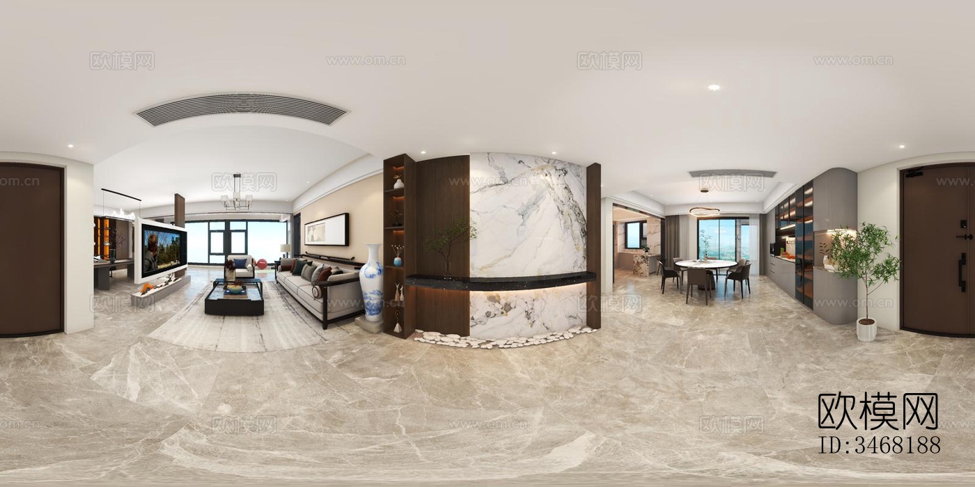 现代大平层效果图下载（渲染图10）