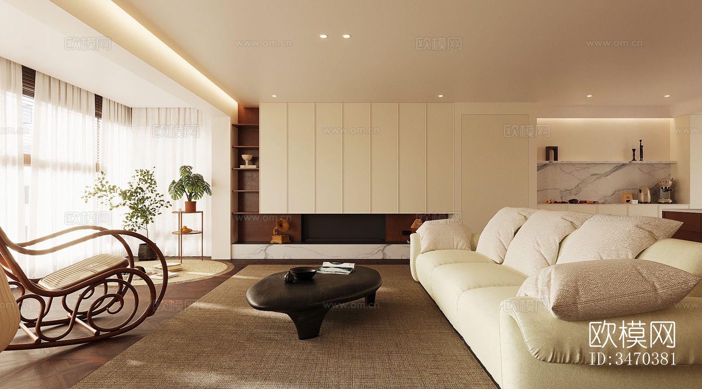 现代平层效果图下载（渲染图10）