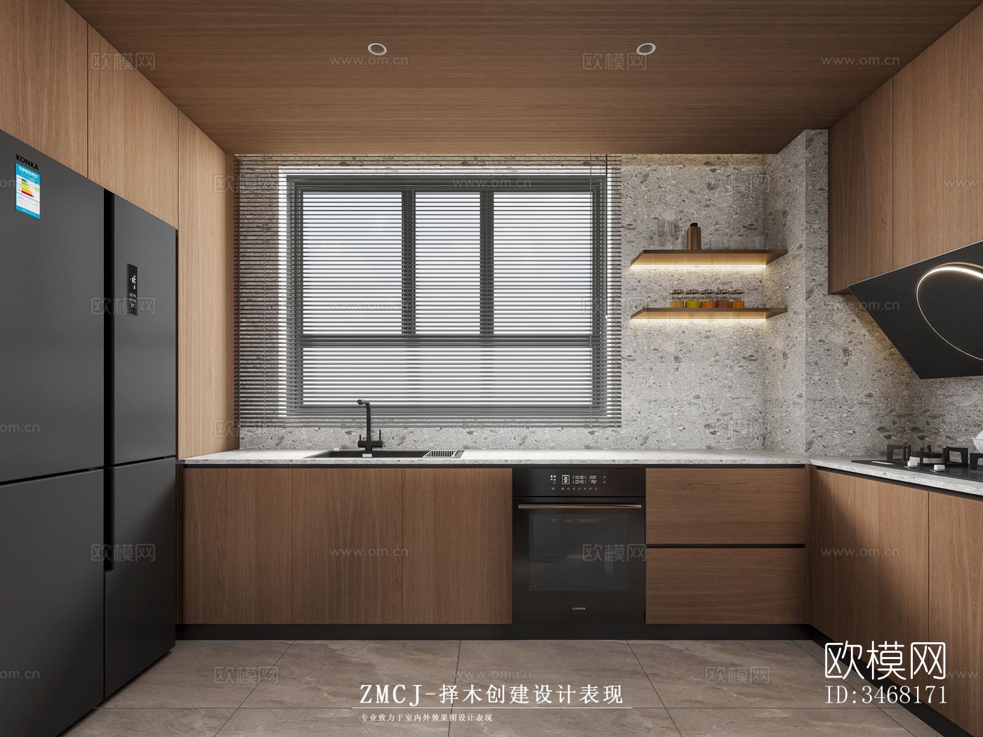 现代大平层效果图下载（渲染图2）