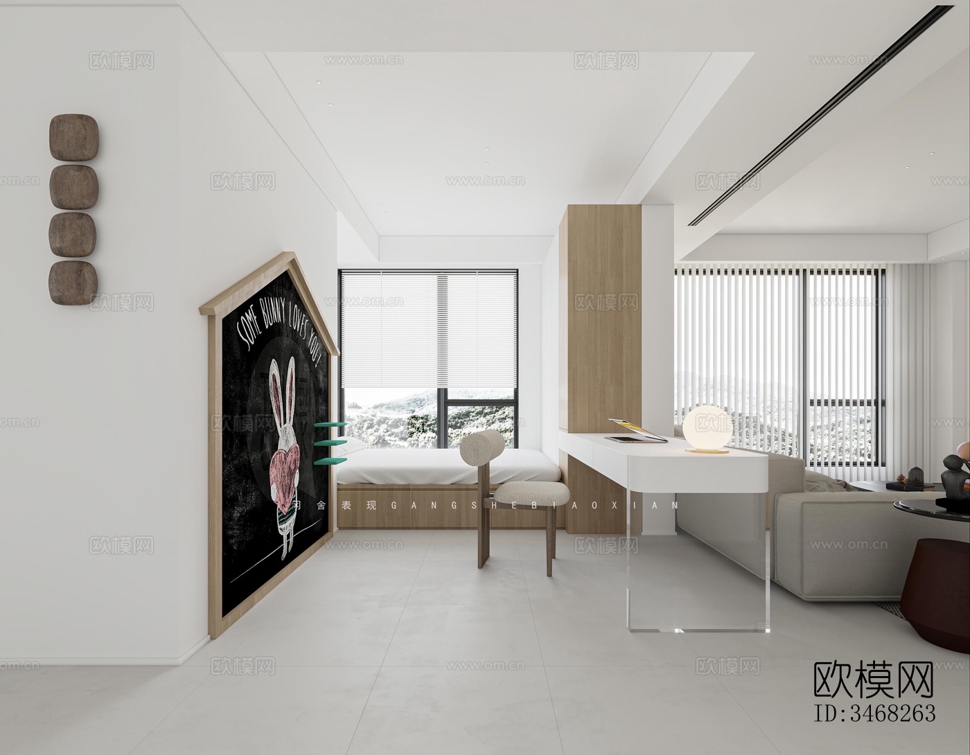 现代大平层效果图下载（渲染图4）