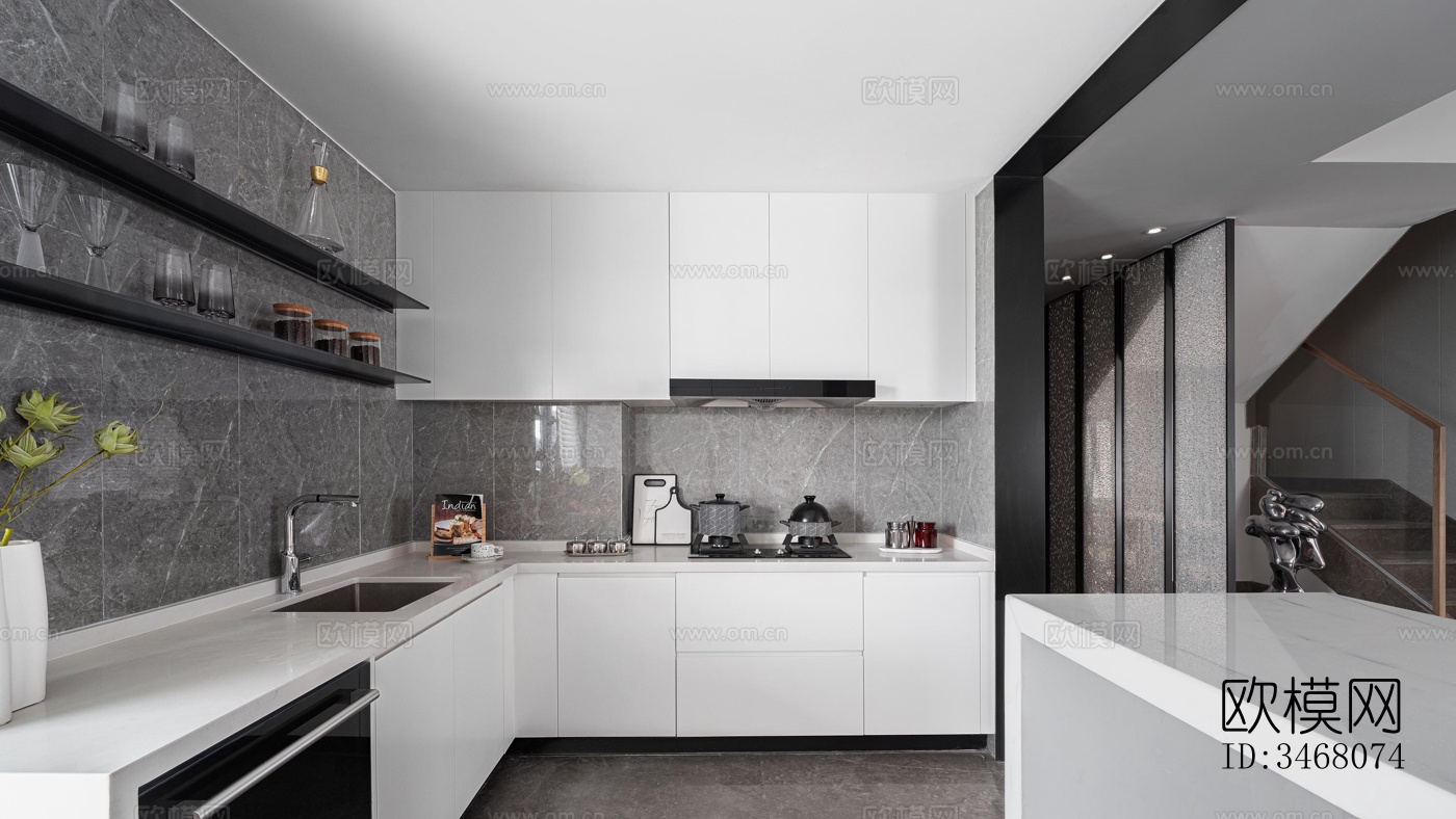 现代大平层效果图下载（渲染图9）