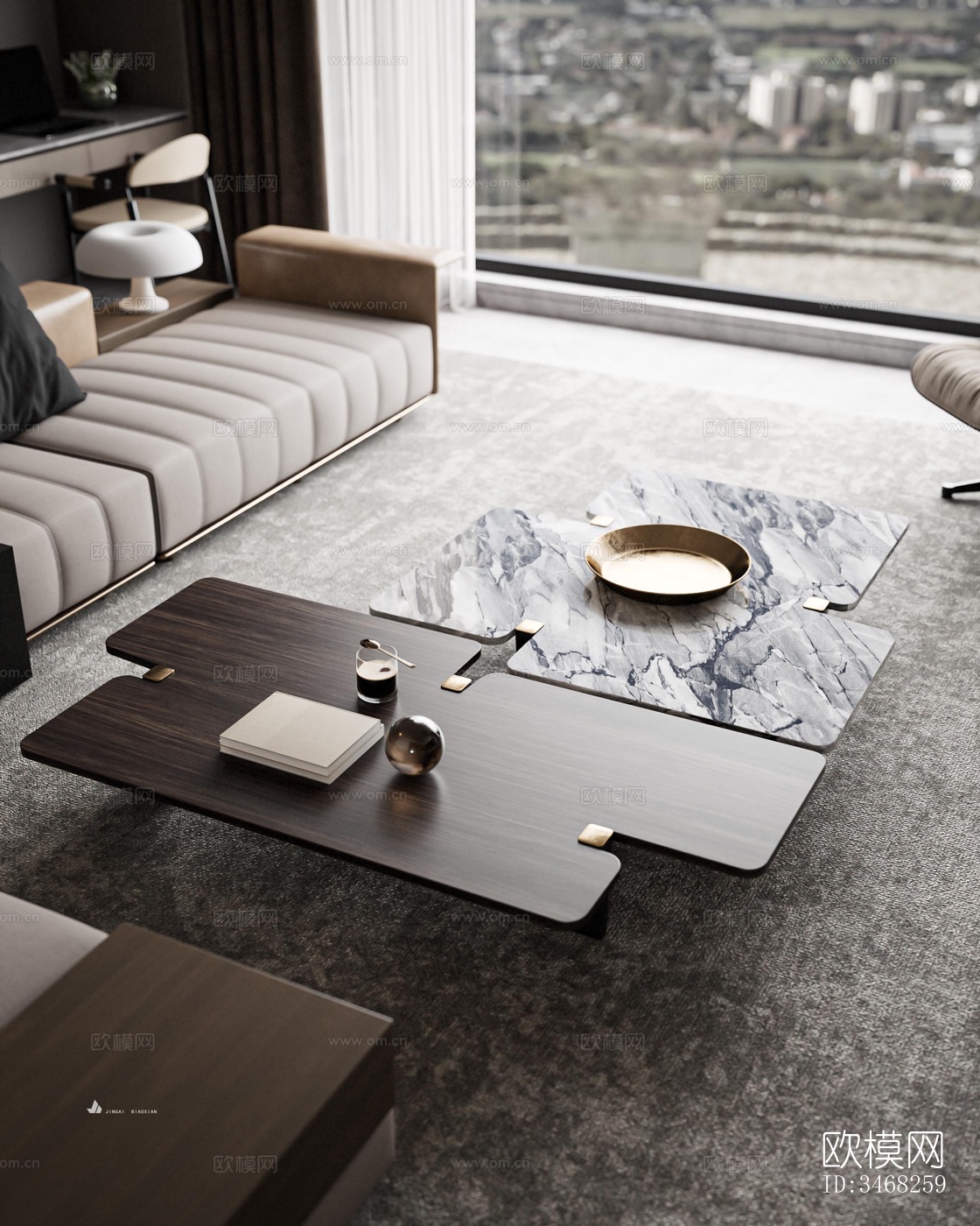 现代大平层效果图下载（渲染图8）