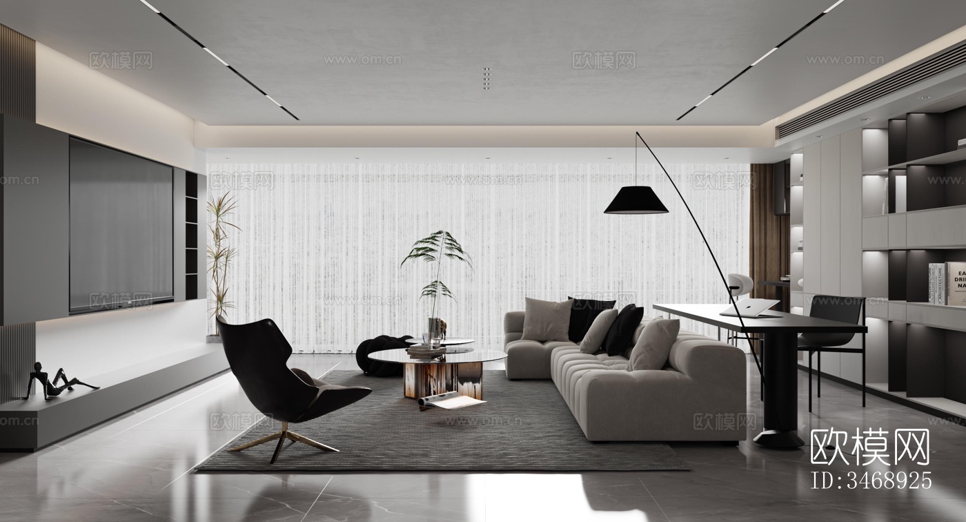 现代平层效果图下载（渲染图6）