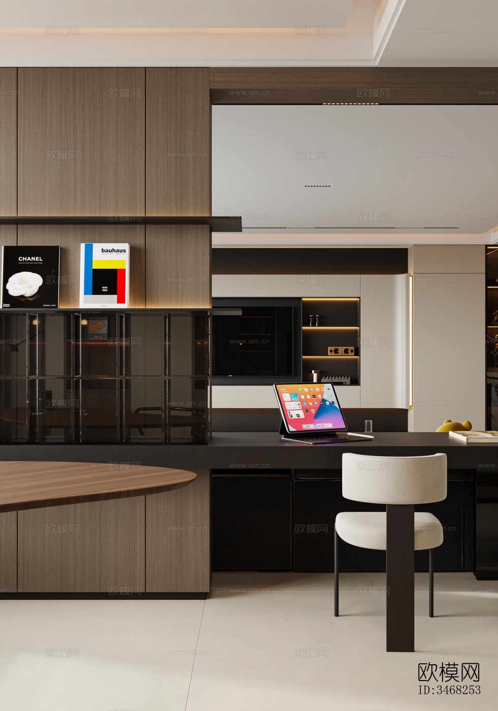 现代大平层效果图下载（渲染图2）