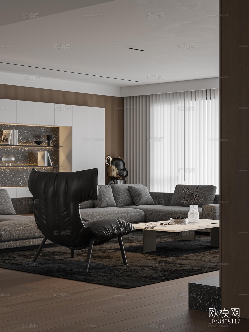 现代大平层效果图下载（渲染图7）