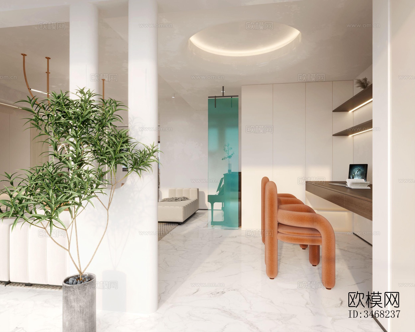 现代大平层效果图下载（渲染图6）