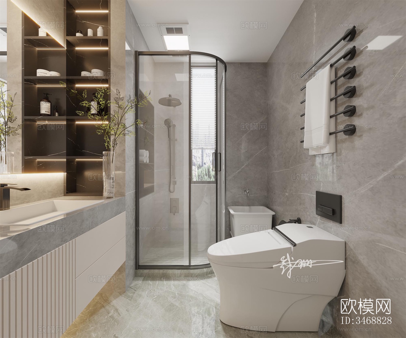 现代平层效果图下载（渲染图6）