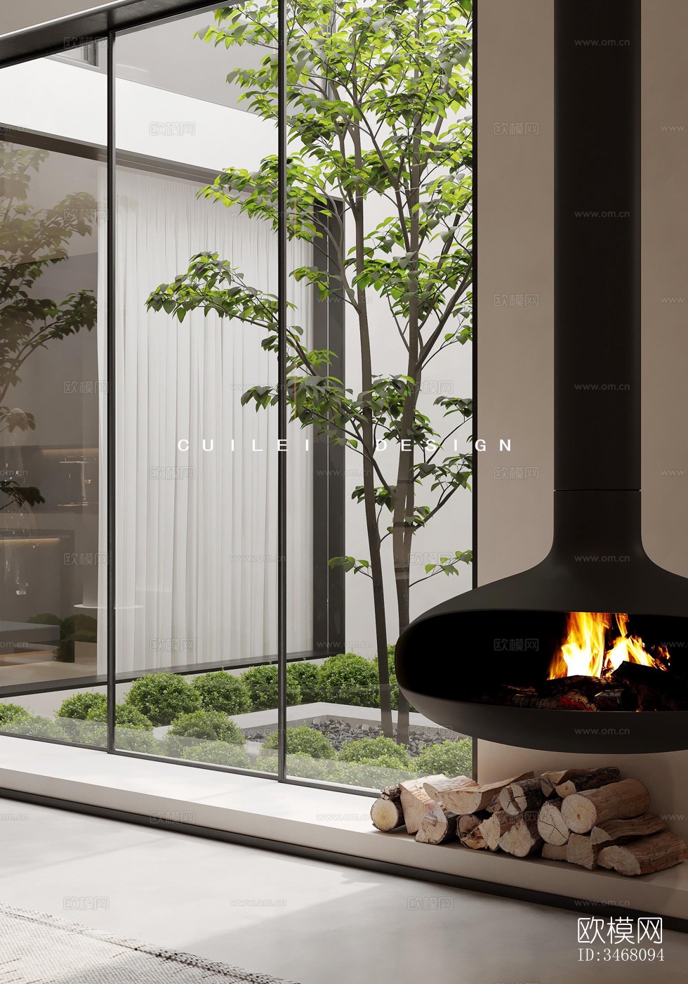 现代大平层效果图下载（渲染图6）