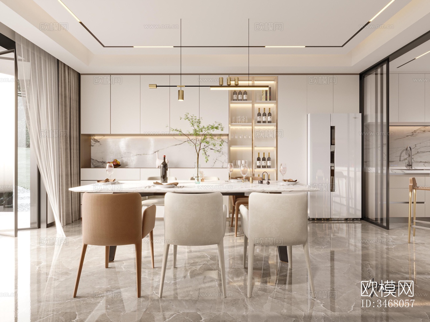 现代大平层效果图下载（渲染图5）