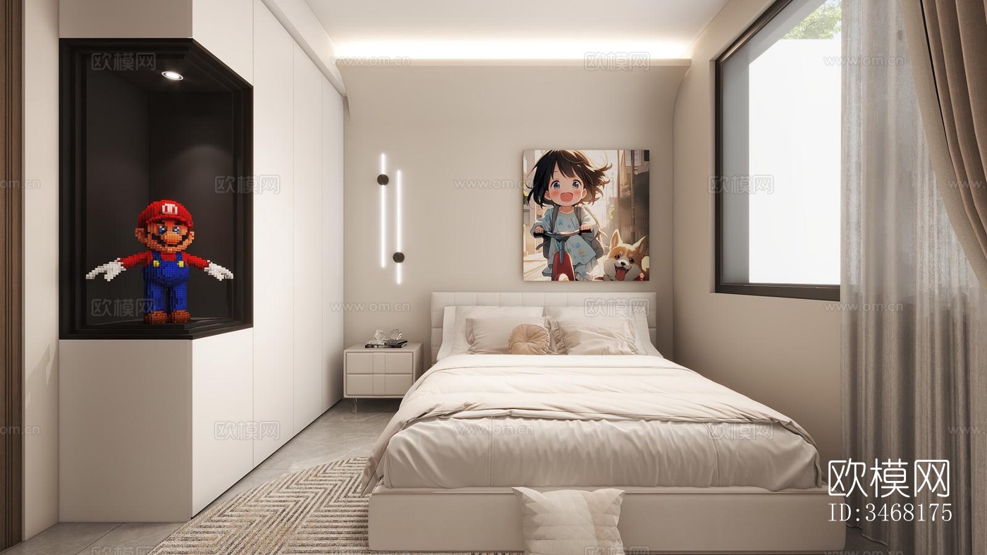 现代大平层效果图下载（渲染图3）