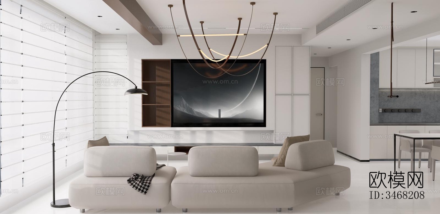 现代大平层效果图下载（渲染图4）