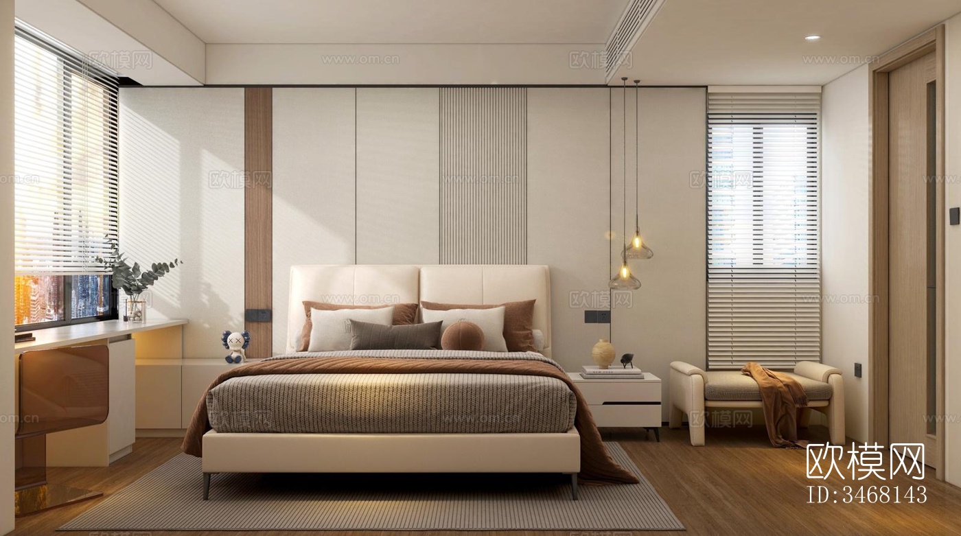 现代大平层效果图下载（渲染图7）