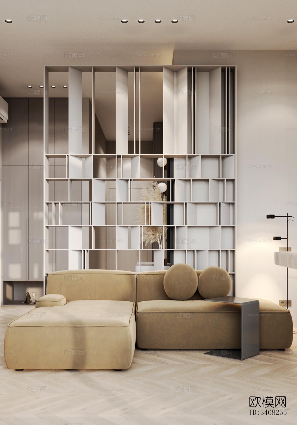 现代大平层效果图下载（渲染图1）