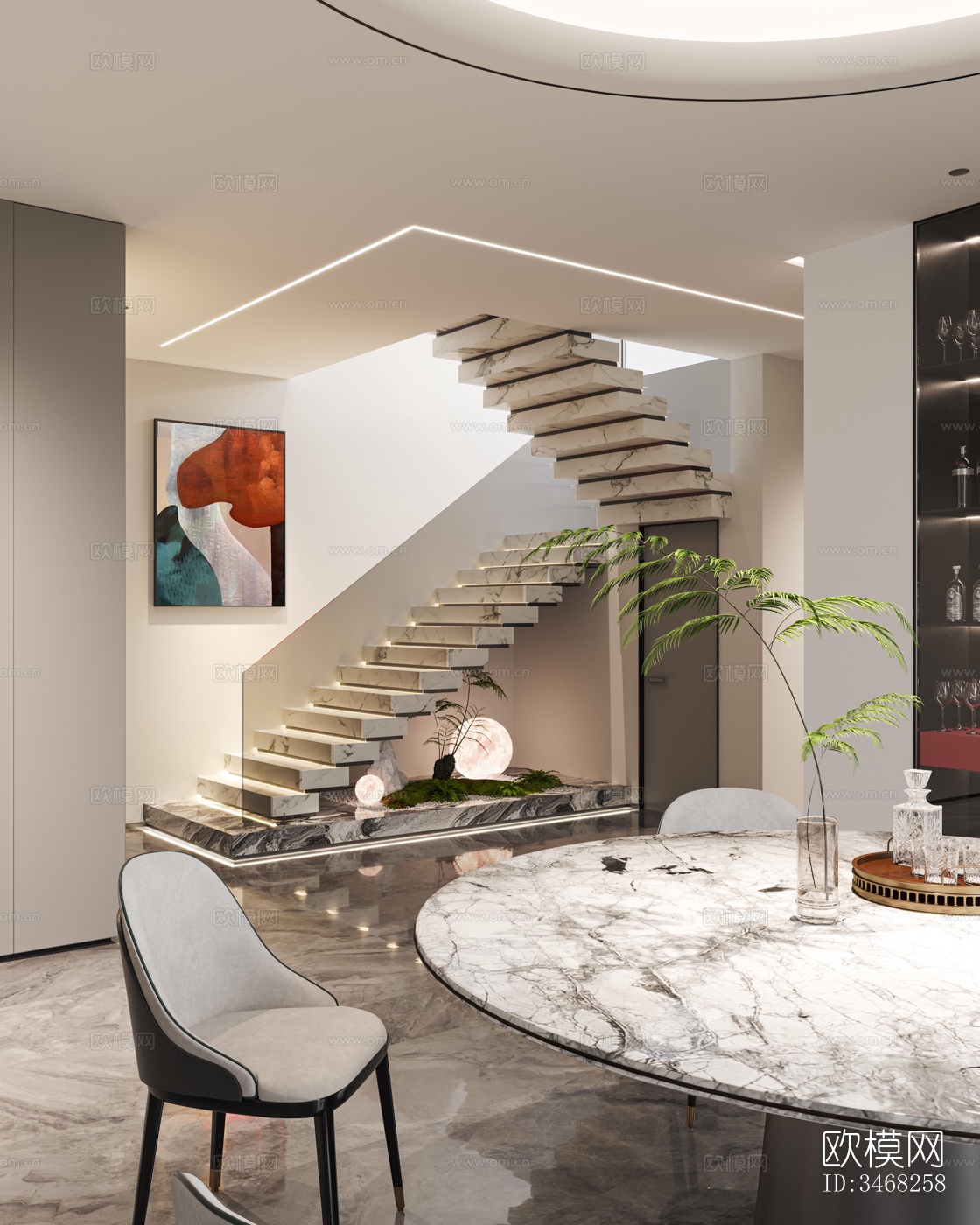 现代大平层效果图下载（渲染图2）