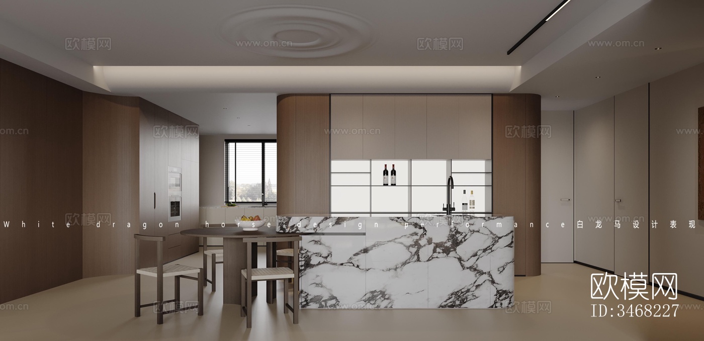 现代大平层效果图下载（渲染图1）