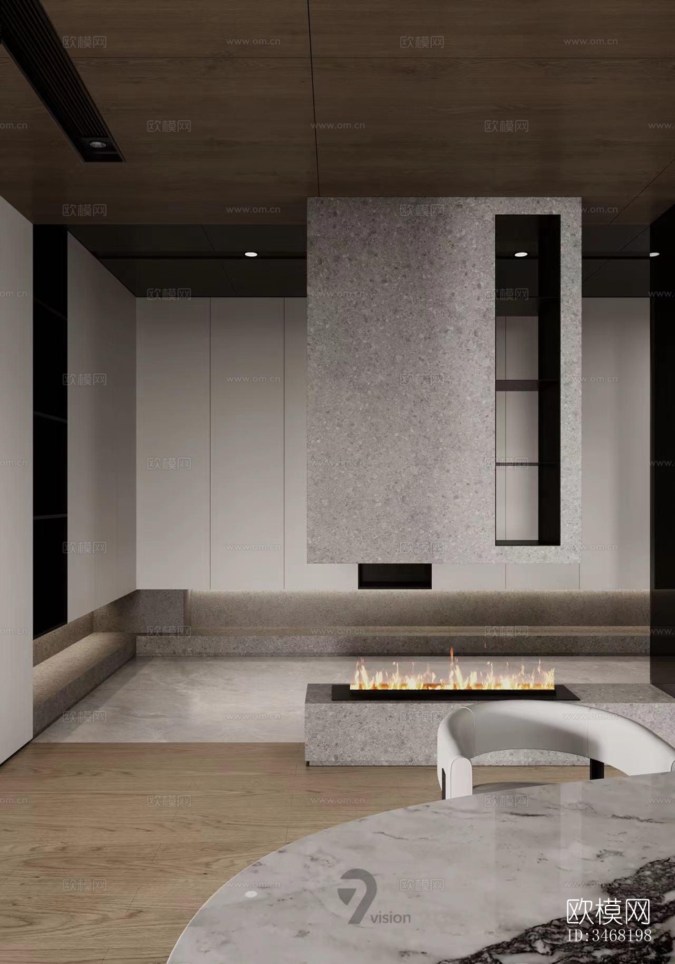 现代大平层效果图下载（渲染图9）