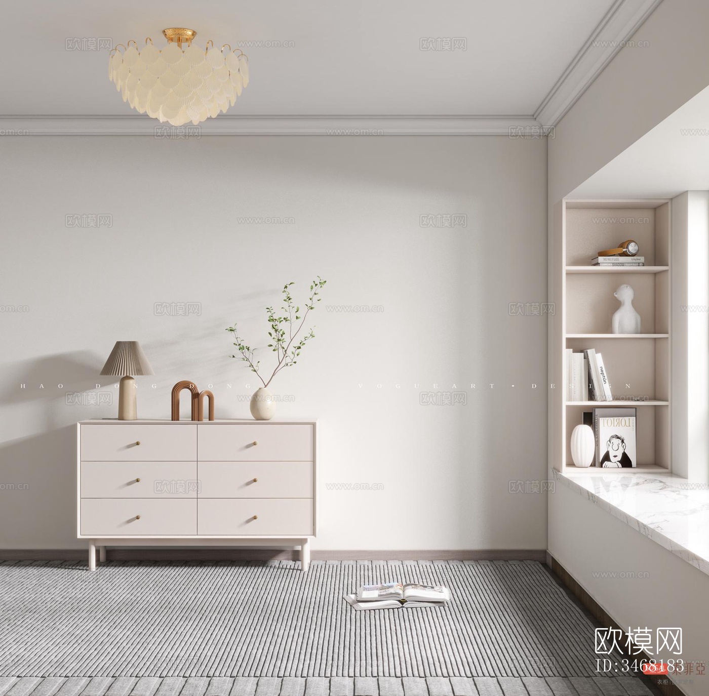 现代大平层效果图下载（渲染图3）