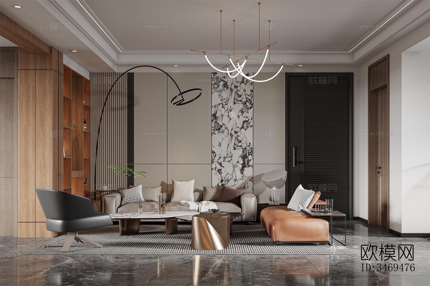 现代平层效果图下载（渲染图1）