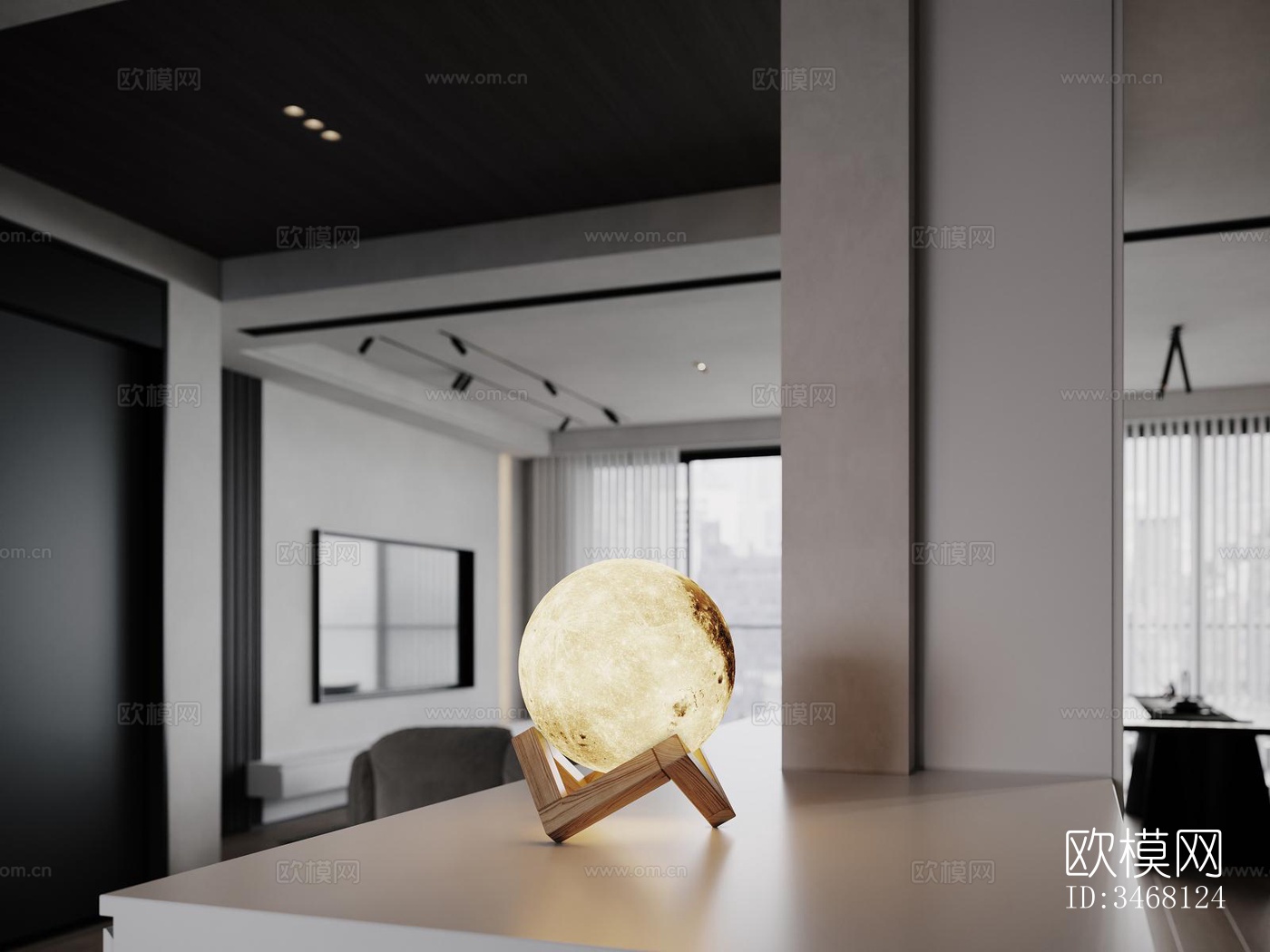 现代大平层效果图下载（渲染图7）