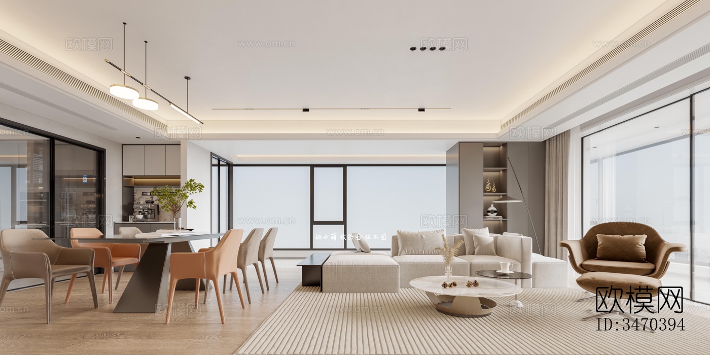 现代平层效果图下载（渲染图2）