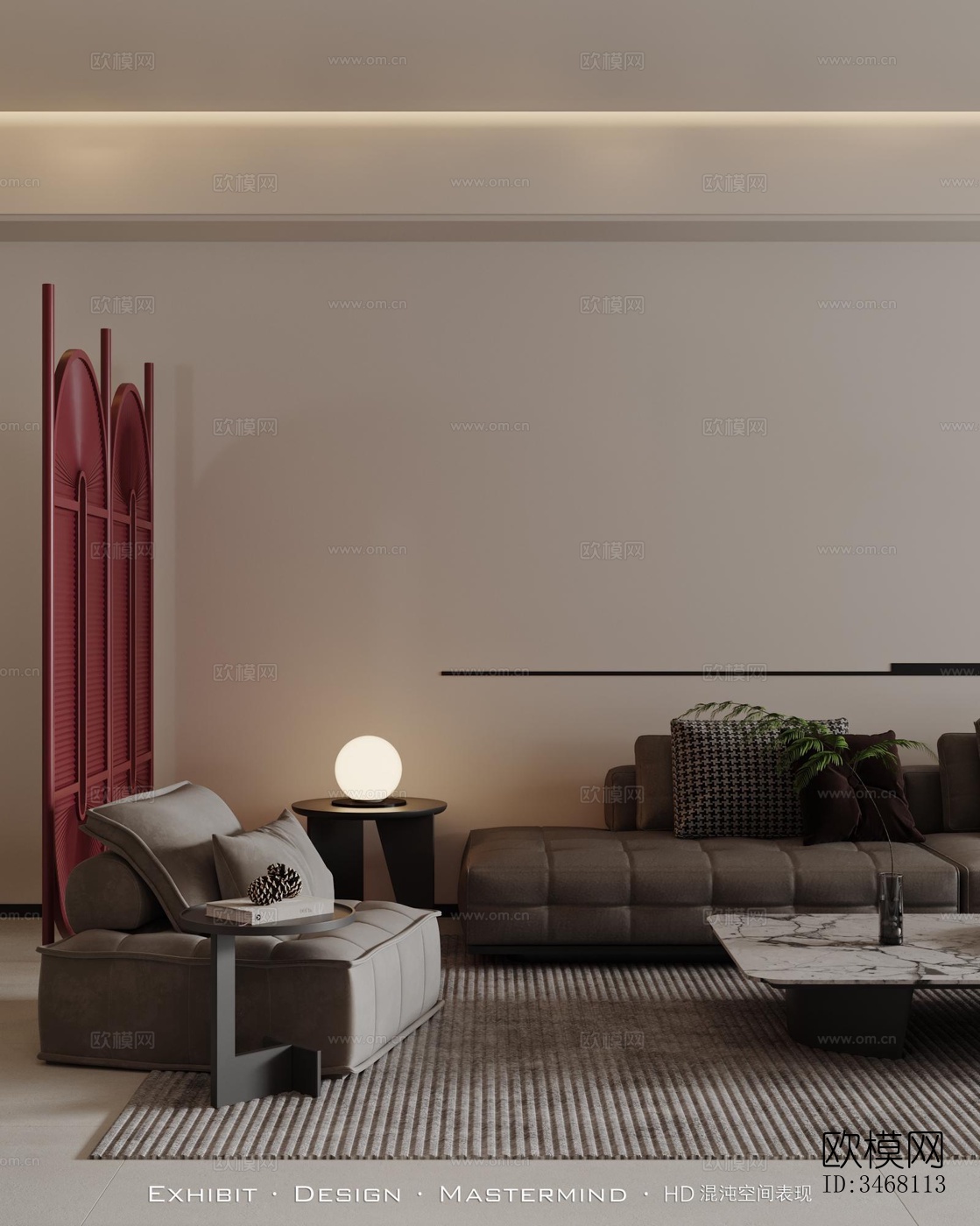 现代大平层效果图下载（渲染图4）