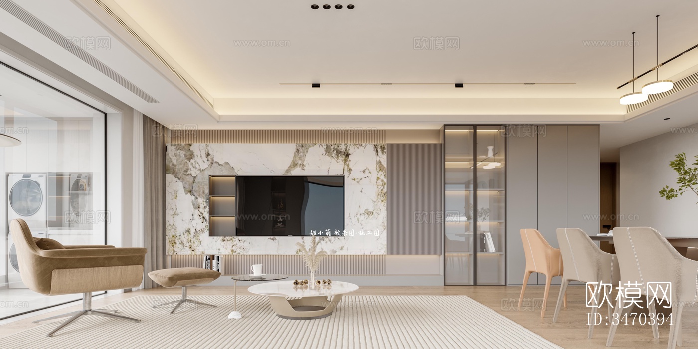 现代平层效果图下载（渲染图1）