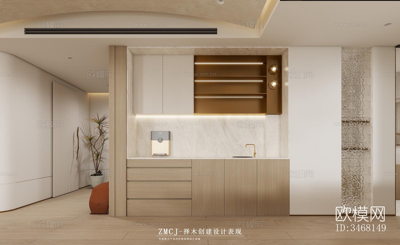 现代大平层效果图下载（渲染图9）