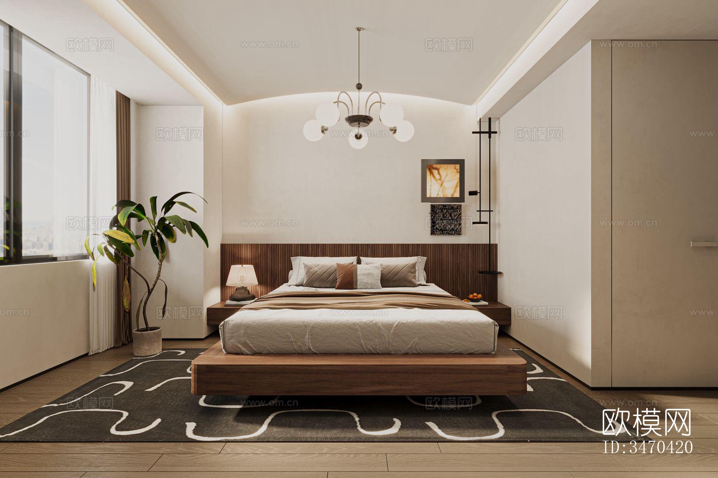 现代平层效果图下载（渲染图8）