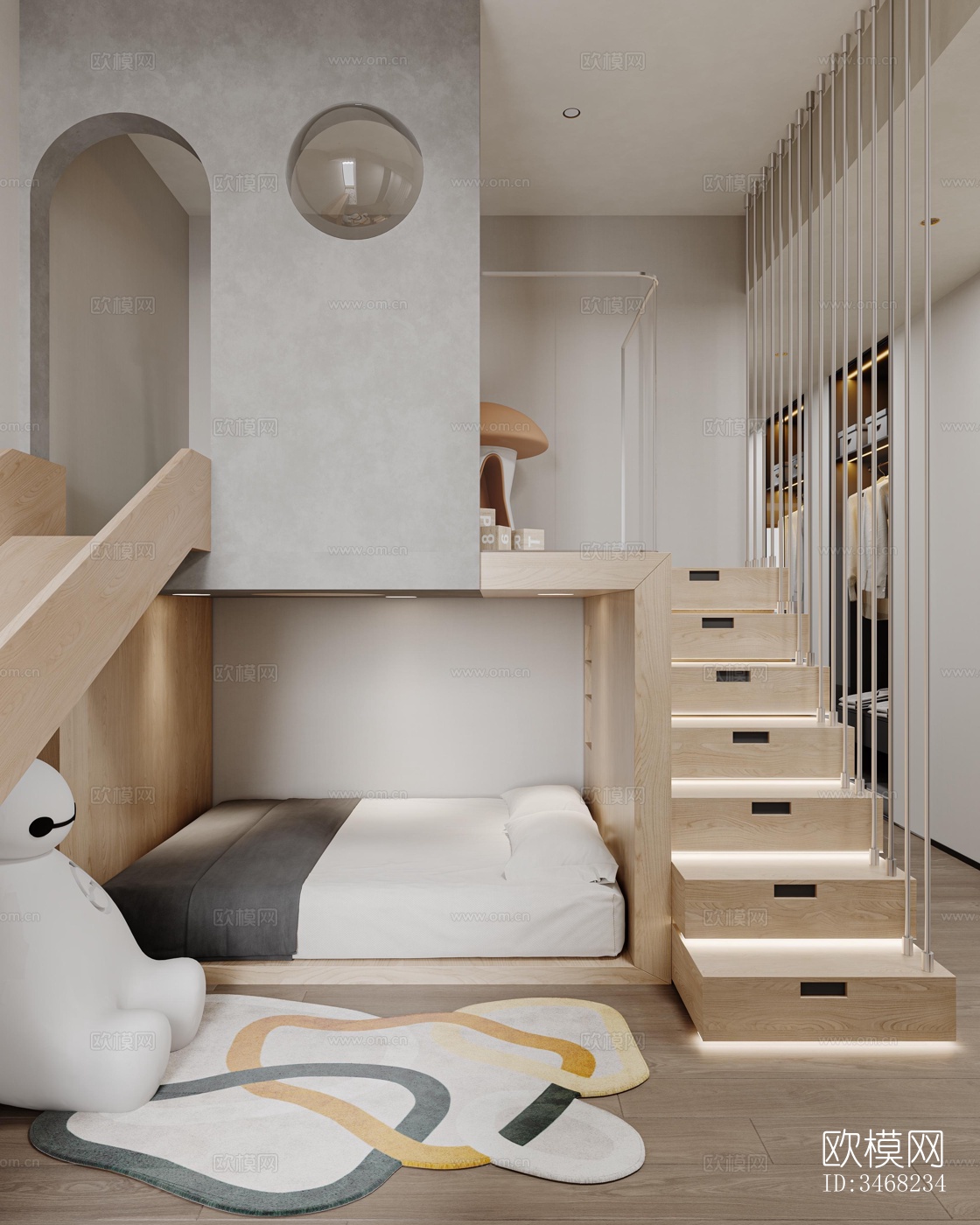 现代大平层效果图下载（渲染图6）