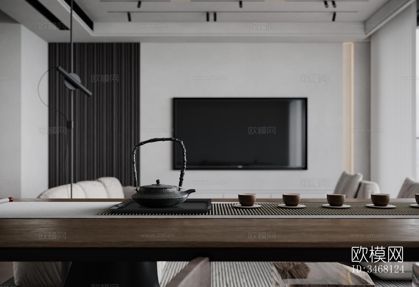 现代大平层效果图下载（渲染图8）