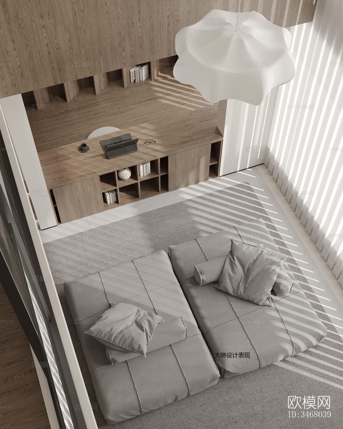 现代大平层效果图下载（渲染图10）