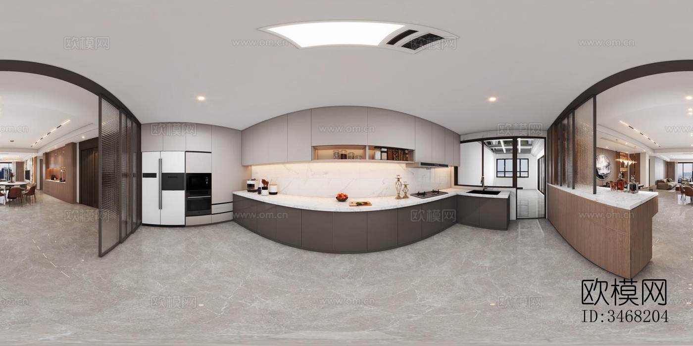 现代大平层效果图下载（渲染图6）